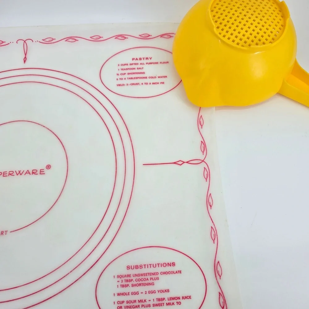Tupperware Baking Set Vintage Pastry Mat Batter Bowl Strainer
